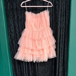 Melon colored women’s Tiered Tulle Dress medium